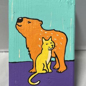 painting of a capybara and a cat