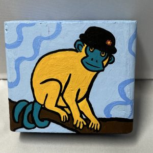 painting of a monkey in a bowler hat