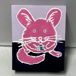 a painting of a chinchilla with a cup