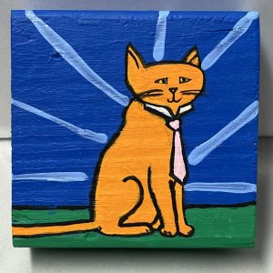 painting of a cat in a tie