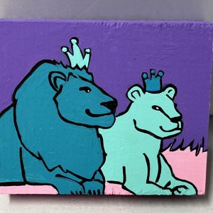 painting of lions in crowns