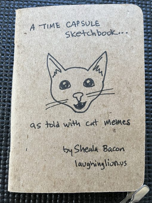 Cover with cat drawing of this time capsule sketchbook